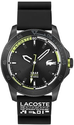 Lacoste Analog Quarzuhr für Herren Kollektion Regatta mit Schwarzes Silikonarmband - 2011203