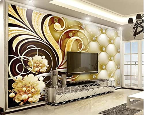 Foto 3D Wallpaper Drill Softcover Flower Wah Vip Lounge Sofa Kopfteil Wandbild TV Wandbild Tapete Wanddekoration fototapete 3d Vlies wandbild Schlafzimmer-300cm×210cm