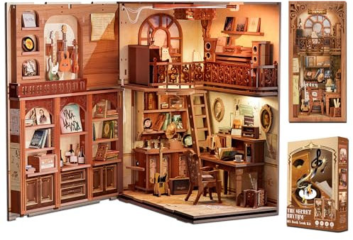 Cutefun DIY Modelo Casa de Muñecas - Book Nook Kit - Miniatura de Madera Kits con Muebles y Luces LED(SZ03)