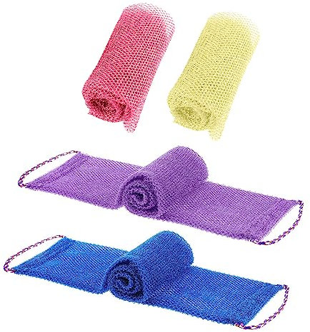2 redes de baño exfoliantes con cordón africano, redes de exfoliación de espuma con cordón, redes de baño de limpieza profunda para la espalda y el cuerpo, con 2 bolas de baño de 30 * 80 cm