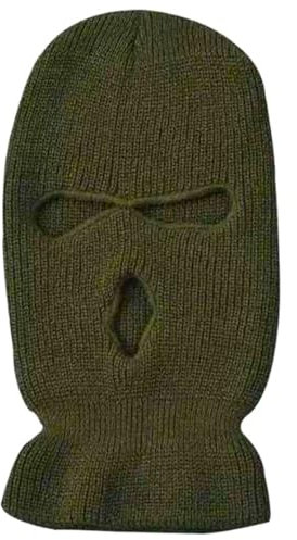 UK-UNIQUE 3-Loch gestrickte Vollgesichtsabdeckung Winter warme Neon Sturmhaube Maske Hut, schwarzer Phoenix Krieger Hut, schwarz, grün, M/Einheitsgröße