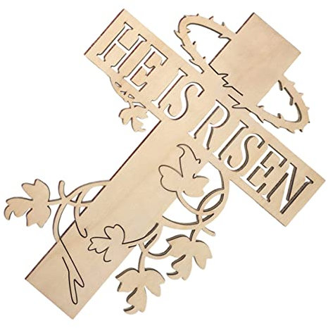 TOPBATHY Ostern Home Decor Kreuz 'er Ist Auferstanden' Kranz Zubehör Wandbehang