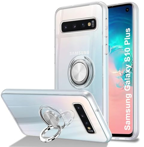Funda Transparente para Samsung Galaxy S10 Plus Funda con Anillo, Soporte de Anillo 360 Grados, Case Antigolpes TPU Silicona Transparente Slim Carcasa para Samsung Galaxy S10 Plus