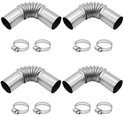 Aoyswuz 4 Raíces Conector Tubo de Escape con 8 Abrazaderas, Diámetro de Calibre 25 mm, Fabricado en Acero Inoxidable, para Escapes de Automóviles, etc
