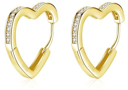 Cangall Herz Creolen Silber 925 Klein, Sterling Silber Ohrringe Damen, Hypoallergen Knorpel Schlafen Liebe Herz Ohrringe Gold Mit Zirkonia, Herzform Kreolen Schmuck