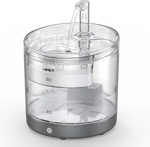 NPET Fontaine à Eau sans Fil pour Chat, Fontaine à Eau Automatique pour Animaux de Compagnie fonctionnant sur Piles, 1,5 Fontaine sans Fil pour Chats, Ultra-silencieuse