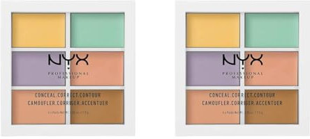 NYX Professional Makeup Color Correcting Palette, Concealer Makeup Palette, 6 cremige mischbare Farbtöne (Packung mit 2)
