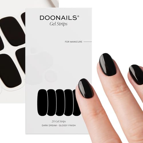 Doonails – Gel Folien Dark Dream – 20 UV Gel Strips in 9 Größen mit Extra-Länge – Nagelfolien selbstklebend & UV härtend – Nagelaufkleber mit bis zu 14 Tagen Halt