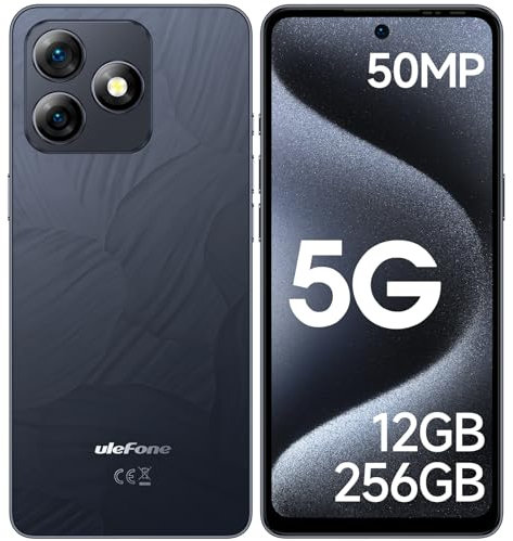Ulefone Note 18 Ultra 5G Smartphone, 12GB+256GB 50MP+32MP Octa Core MTK Dimensity 720 5450mAh 18W 6,78 FHD+ 90Hz Handy Ohne Vertrag Android 13 Dual SIM Fingerabdruck ID NFC 2 Jahre Garantie -Schwarz