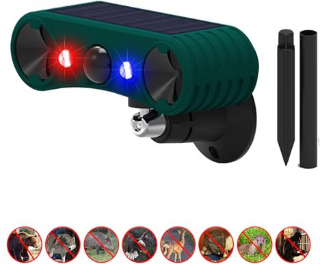 Solar Outdoor Bewegung Bewegungserkennung Sirene - 2 * 130db Noise Maker, verabschieden Sie Sich von Eindringlingen 4 einstellbare Modi für Zuhause, Bauernhof, Lager(grün)