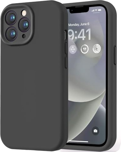 LOVE 3000 Designed for iPhone 13 Pro Max Case, Premium Silicone with [Soft Anti-Scratch Microfiber Lining] Shockproof Protective Phone Case for Lanyard 6.7, Black
