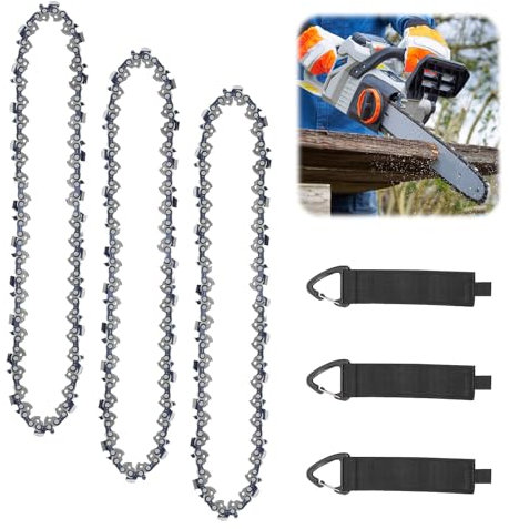 LOMUG 3 x 25 cm Sägekette 3/8LP 40 Antriebsglieder,Rückschlagsarme Kette Kompatibel für 10 Zoll Schwert, Bosch Black & Decker, Ryobi, Makita und mehr mit Makita DUC254Z, Einhell-GE-LC 18/25 Li, Orego