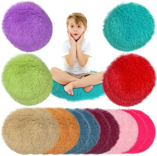 20 Pack Kids Crazy Carpet Circle Seats 16 Inch Round Floor Mat Kids Colorful Floor Cushions Soft Educational Classroom Rug for School Home Group Activity Learning Marker Playing Areas