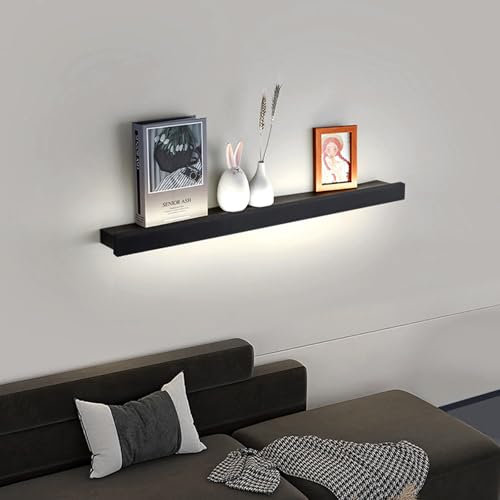 GZZBMY Wandleuchte Lange Wandbeleuchtung Innen LED Wandlampe Modern Aluminium Wandleuchter 2700K/4000K/6500K Augenschutz Acryl für Schlafzimmer Wohnzimmer Flur Treppen (Schwarze Weißes Licht,40cm)