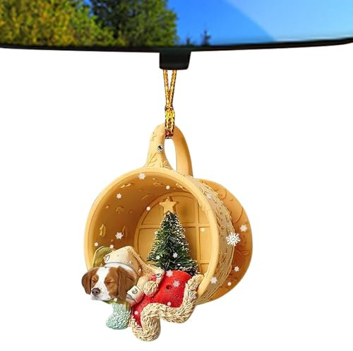 Dachshund Tree Decoration - Christmas Party Decoration, Dachshund Tree Ornaments | Festive Funny Tea Cup Dog Pendant Ornament, 2D Acrylic Dog Ornament for Atmosphere