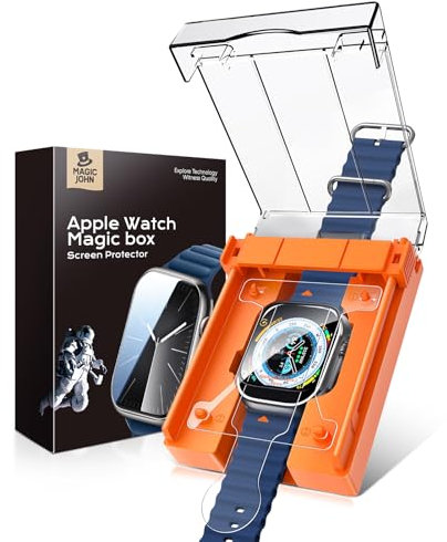 MAGIC JOHN 2 Stück für Apple Watch Ultra 2/1 49MM Displayschutzfolie, [Automatic Align Tech] Selbstheilende flexible TPU Folie für iWatch Ultra, HD Transparent, Anti Kratzer, Blasenfrei