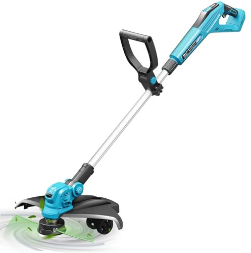 Tagliaerba senza fili da 15 pollici, tagliaerba a batteria, per Maki-TA, motore brushless, asta estendibile, corda per erbacce aggiuntiva, 1 (senza batteria e caricatore)