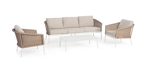 Bizzotto Set 4 Sitzgruppe Oceana Vapor für Garten und Außenbereich
