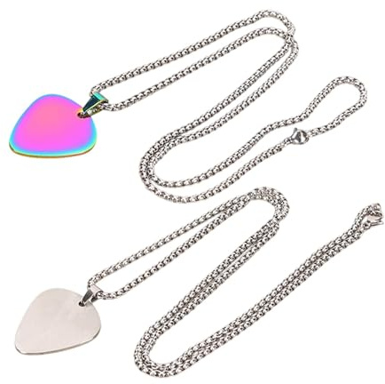 Gitarrenplektrum-Anhänger, Halskette für Bass-Plektrum, 2 x Gitarrenplektron-Anhänger, Musikschmuck, Schmuck für Musikliebhaber und Gitarrenliebhaber