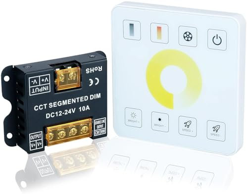 24V COB CCT LED Strip Controller Set, mit Touch-Panel, Memory Funktion, Dimmfunktion, Farbtemperatur und Helligkeit einstellbar (2700K-6500K Weiß/CCT, Controller Set (ohne LED Strip und Adapter))