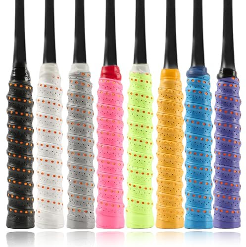 Bofanze 8 Stück Griffband Tennisschläger Bunt Anti-rutsch Badminton Griffband Selbstklebend Atmungsaktive Tennis Griffbänder Lebhafte Farben Griffband Head für Squash Schläger, Federballschläger