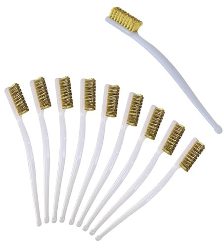 Lot de 10 Brosses Métalliques Mini Petite Brosse de Nettoyage en Laiton Brosse Metallique a Main pour Nettoyage des Scories de Soudure, de la Saleté et de la Rouille