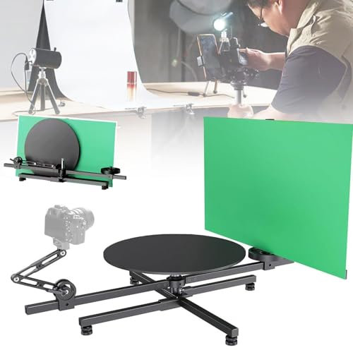 360° Rotating Camera Platform with Foldable Green Screen, Multi-Angle Adjustable Rotating Slider for Professional Product Photography, Supports Up to 20KG