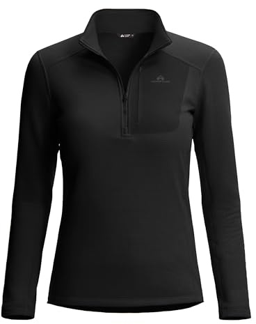 Pioneer Camp Fleecepullover Damen Half-Zip Midlayer mit Stehkragen Warm | Leichte Übergangsjacke Atmungsaktives und Schnelltrocknende Outdoor Fleecejacken Für Skifahren, Wandern Und Klettern