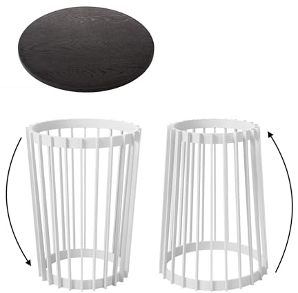 MELTOM Gartentisch XL/Weiß – Runder Robuster Kunststoff (Plastik) – Beistelltisch für Balkon, Terrasse, Garten (Weiß/Schwarze Platte, XL)