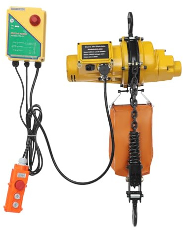 Palan électrique 1300 W, capacité de charge 1000 kg avec télécommande sans fil, chaîne de 6 m, treuil électrique pour atelier, entrepôt, industrie, construction, grue, palan, arrêt d'urgence