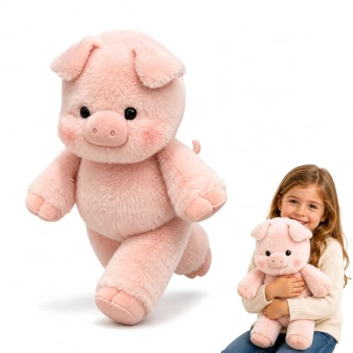 DZ'HUE Moomoo PlüSchtier - Das Laufende PlüSch-KäLbchen, 45/60cm Rennende Kuscheltiere, Kann Umarmen, FüR Und MäDchen, Kinderzimmer, Schlafzimmer, Nachttisch, Sofa, Wohnzimmer (Rosa Schwein,45cm)