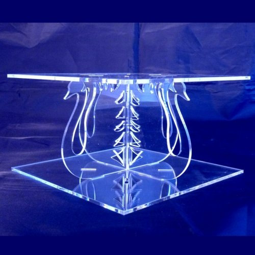 Super Cool Creations Swans Square Acrylic Pillars Wedding & Party Cake Separators/Stands 15cm – 13cm