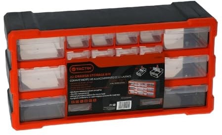 Tactix 22 Drawer Cabinet Teileorganizer, schwarz/orange, 1-(Pack)