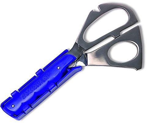 Söhngen EMS Rettungsschere mit Gravur blau - klappbare Kleiderschere für Rettungsdienst als Trauma Schere, erste Hilfe Schere und Verbandschere mit Halterung für Auto, Notfalltasche und Verbandskasten