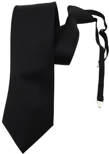 TigerTie Security Satin Seidenkrawatte in uni einfarbig mit Gummizug fest vorgebunden - Krawatte 100% Seide
