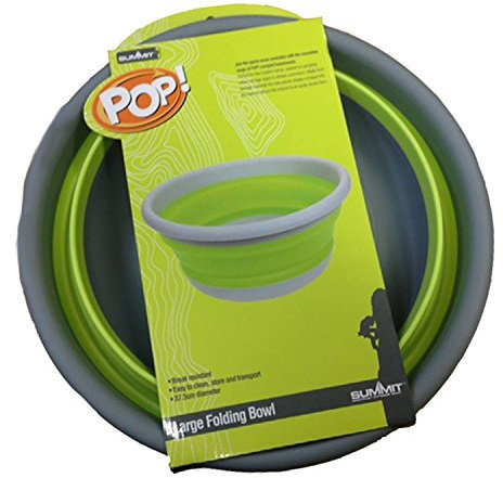 PMS SUMMIT POP FOLDING LARGE ROUND BOWL 37.5CM DIA LIME/GREY