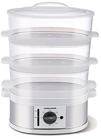 Morphy Richards Three Tier Steamer 9L 470001 White Electric Food Steamer, Grey/White