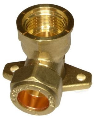 15mm Brass Compression Fitting to 1/2 BSP Female Threaded Iron Back Plate Elbow