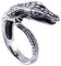 PAMTIER Herren Edelstahl Ring Krokodil Tier Wickeln Band Vintage Silber Schwarz Ton Größe 70 (22.3)