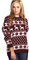 janisramone® Womens Christmas Jumpers - Xmas Knitted Reindeer Snowflake Print Jumper for Women UK, Novelty Pullover Sweater, Ugly Funny Christmas Jumpers - Crew Neck Tunic Christmas Tops Wine