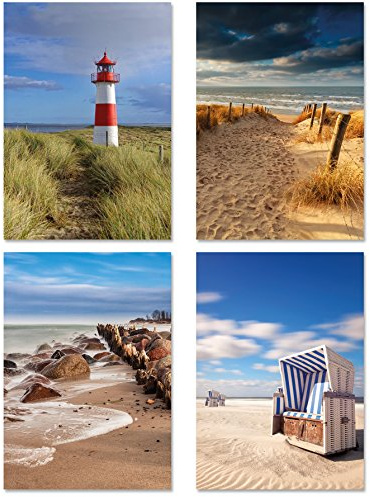 PICSonPAPER Poster 4er-Set Nord- UND OSTSEE, ungerahmt 30 cm x 40 cm, Kunstdruck, Poster, Dekoration, Wandbild, Geschenk, Makroaufnahmen (30 cm x 40 cm)