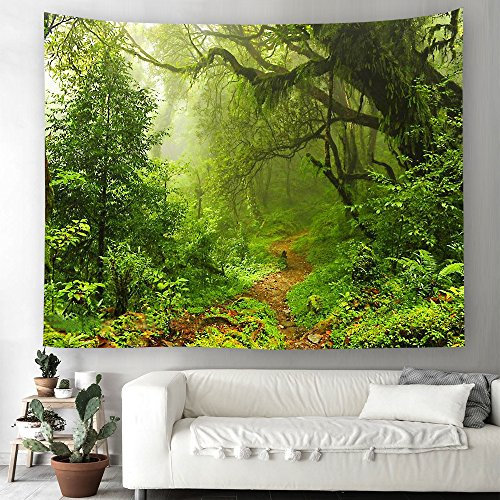 Grün Wald Dschungel Wandteppich Natur Landschaft Wandbehang Tapestry Tapisserie Dekotuch Wandtuch Tischdecke Strandtuch 200x150cm