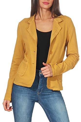 Malito Classico Blazer nella Base-Look Giacca Camicetta Elegante Ufficio 1651 Donna (S, Giallo)