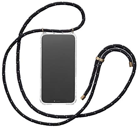 KNOK Premium Handykette für Apple iPhone SE/iPhone 8/iPhone 7, transparent | Silikonhülle mit fest verbundener Kordel zum Umhängen, stoßfest, ideal für Festival, Konzert oder Alltag, robust