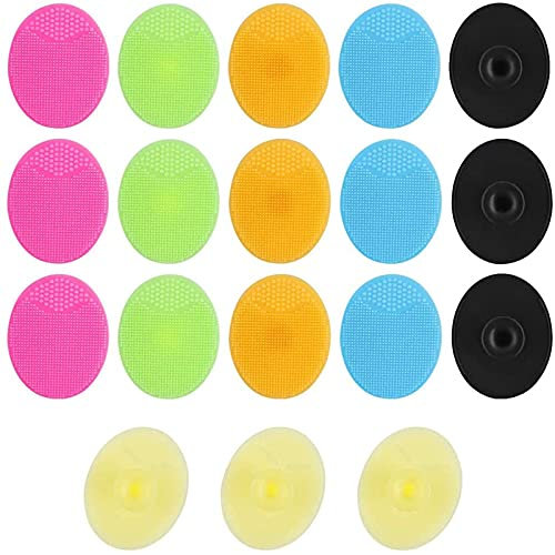 Dadabig 18 Pezzi Spazzola Pulizia Viso, Spazzola per Scrubber Viso Spugna Silicone Viso per Esfoliante Detergente Pelle Sensibile Scrub Anti-eta' Delicata Skin Care-6 Colori