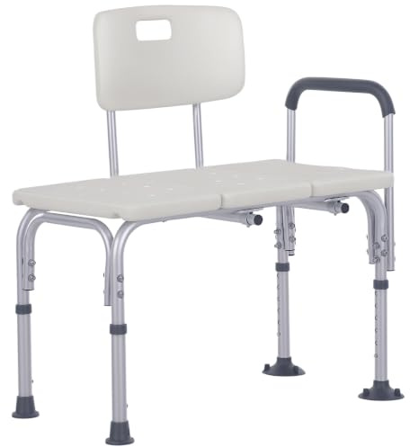Homcom Sedia da Doccia con Altezza Regolabile su 6 Livelli | Piedini Antiscivolo, Bracciolo Antiscivolo, Ampia Seduta(68.5x40.5cm)