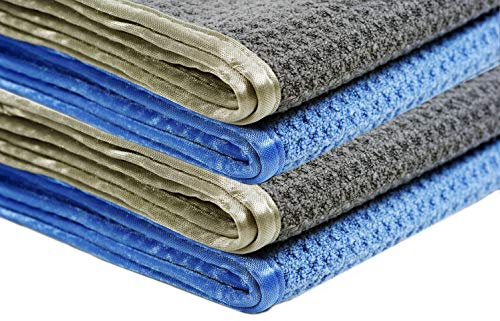 Glart 4er Set Mikrofasertücher Geschirrtücher Trockentuch 70x50 cm, Microfasertuch Waffeltuch, saugstarke Trockentücher für Glas, Küche, Geschirr, Bad, H47TB, blau, extra breit