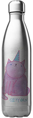 Bouteille Gourde Isotherme Acier INOX 500 ML imprimé Illustration Chat Licorne G1171