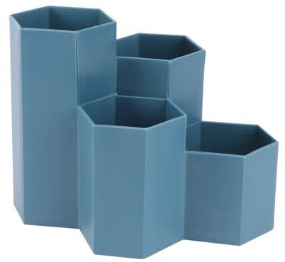 Cabilock Hexagonal Pot à Crayons, Multifonction Rangement Pinceaux Maquillage, 4 Compartiments Organisateur Bureau Porte Stylo De La Maison De Bureau