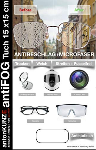 Antibeschlag - Microfaser - Reinigungstuch für Brillen, Visiere, Objektive, Spiegel und sonstige Glas - Optische Flächen, Trockentuch 1er Pack, AFC